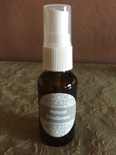 Load image into Gallery viewer, Natural Organic Deodorant Spray in amber bottle 1 oz