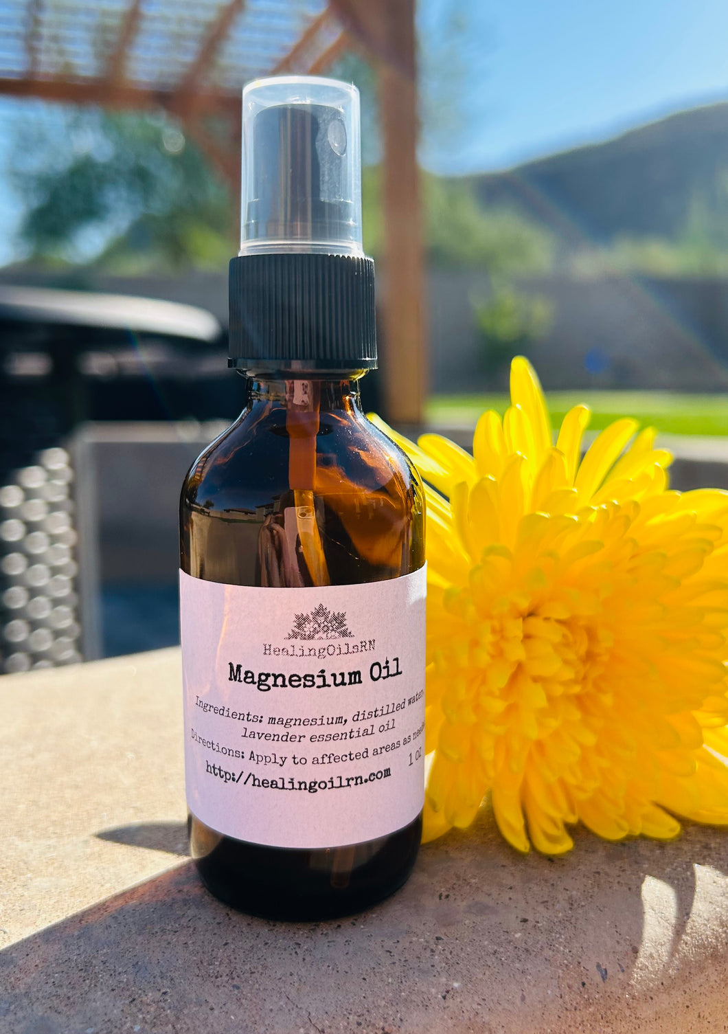 Magnesium Oil Spray All-Natural 1 oz and 2 oz glass bottle