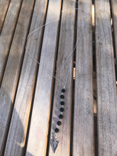 Load image into Gallery viewer, Long silver arrowhead lava bead essential oil diffuser necklace
