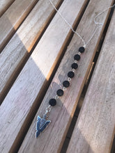 Load image into Gallery viewer, Long silver arrowhead lava bead essential oil diffuser necklace
