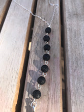Load image into Gallery viewer, Long silver arrowhead lava bead essential oil diffuser necklace
