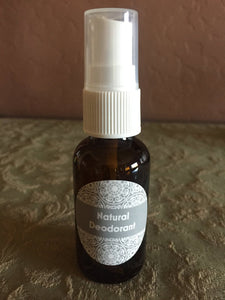 Natural Organic Deodorant Spray in amber bottle 1 oz